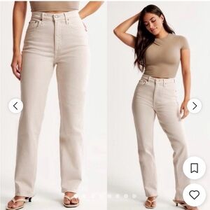 Abercrombie & Fitch Women's 90’s Ultra Straight High Rise Jean - Beige - Size 29